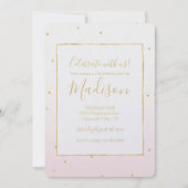 Blush Pink Gold Confetti Sparkle Ombre Geburtstag Einladung (Vorderseite)