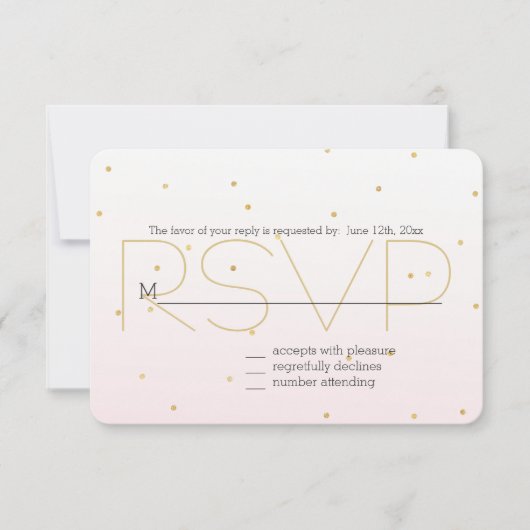 Blush Pink Gold Confetti Sparkle Ombre UAWG RSVP Karte (Vorderseite)