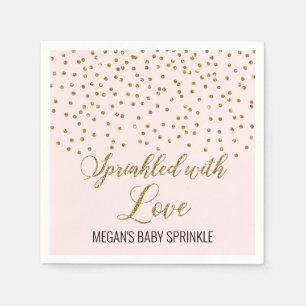 Blush Pink Gold Confetti Sprinkler mit Liebe Serviette