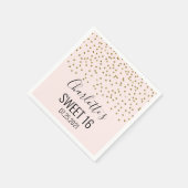 Blush Pink Gold Confetti Sweet 16 Geburtstag Serviette (Ecke)