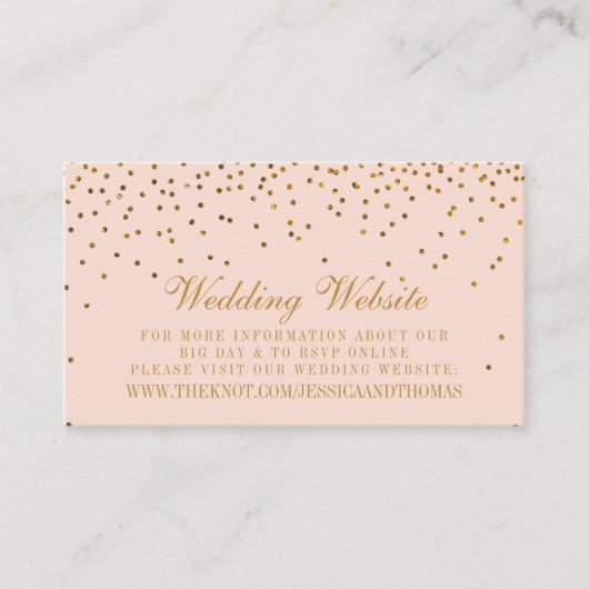 Blush Pink & Gold Confetti Wedding Begleitkarte (Vorderseite)