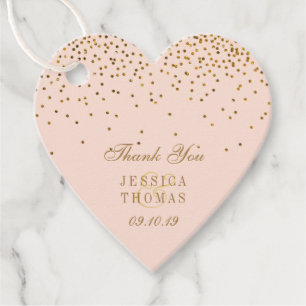 Blush Pink & Gold Confetti Wedding Geschenkanhänger