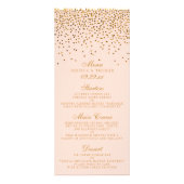 Blush Pink & Gold Confetti Wedding Menü (Vorne)