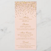 Blush Pink & Gold Confetti Wedding Menü Menükarte (Vorderseite)