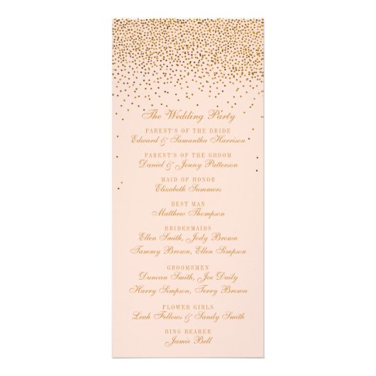 Blush Pink & Gold Confetti Wedding Programm (Hinten)