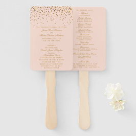 Blush Pink & Gold Confetti Wedding Programm Fächer