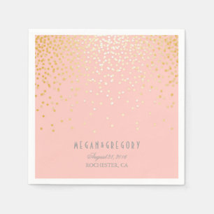 Blush Pink Gold Confetti Wedding Serviette