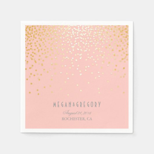 Blush Pink Gold Confetti Wedding Serviette (Vorderseite)