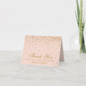 Blush Pink & Gold Confetti Wedding Vielen Dank Dankeskarte (Vorderseite)