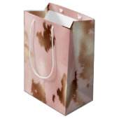 Blush Pink Gold Cowgirl Cowhide Mittlere Geschenktüte (Rückseite Schrägansicht)