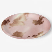 Blush Pink Gold Cowgirl Cowhide Pappteller (Schrägansicht)
