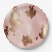 Blush Pink Gold Cowgirl Cowhide Pappteller (Vorderseite)