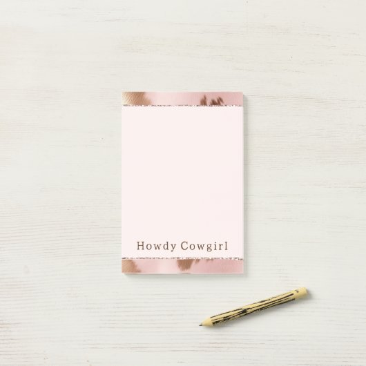 Blush Pink Gold Cowgirl Cowhide Post-it Klebezettel (Auf Schreibtisch)