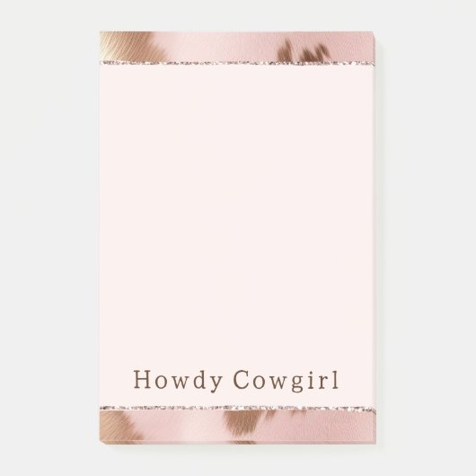 Blush Pink Gold Cowgirl Cowhide Post-it Klebezettel (Vorderseite)