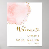 Blush Pink Gold Dots 16 . Geburtstag Willkommen Poster (Vorne)