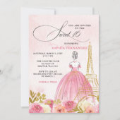 Blush Pink Gold Eiffelturm Paris Sweet 16 Einladung (Vorderseite)