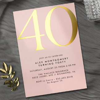 Blush Pink & Gold | Elegant Womens 40th Birthday Folieneinladung