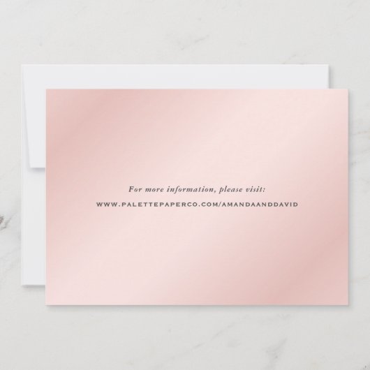 Blush Pink Gold Elegantes Foto Hochzeit Save The Date (Rückseite)