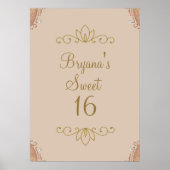 Blush Pink & Gold Elegantes Party-Banner mit eigen Poster (Vorne)