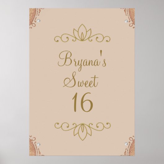 Blush Pink & Gold Elegantes Party-Banner mit eigen Poster (Vorne)