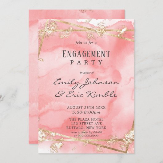 Blush Pink Gold Fairytale Engagement Party Einladung (Vorne/Hinten)
