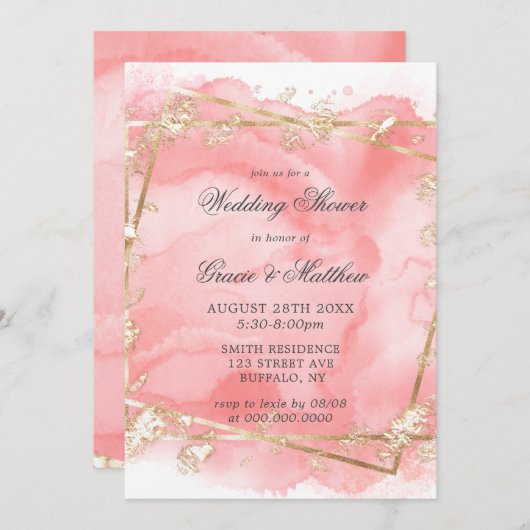 Blush Pink Gold Fairytale Polterabend Einladung (Vorne/Hinten)