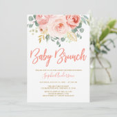 Blush Pink Gold Floral Baby Brunch Babydusche Einladung (Stehend Vorderseite)