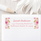 Blush Pink & Gold Floral Baby Dusche Etikett (Insitu)