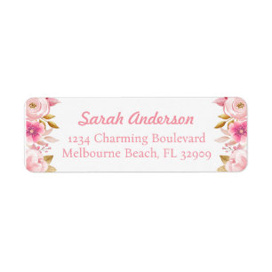 Blush Pink & Gold Floral Baby Dusche Etikett