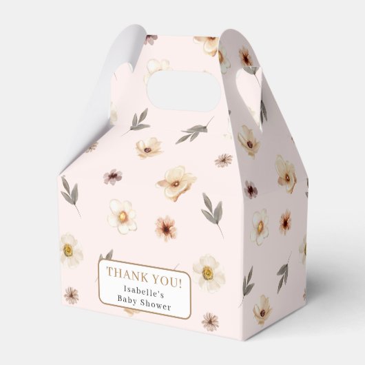 Blush Pink Gold Floral Baby Dusche Geschenkschachtel (Vorderseite)