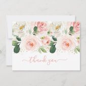 Blush Pink & Gold Floral Baby Dusche Vielen Dank Dankeskarte (Vorderseite)