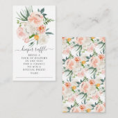 Blush Pink Gold Floral Baby Dusche Windeln Raffel Begleitkarte (Vorne/Hinten)