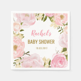 Blush Pink Gold Floral Baby Duschpapier Napkins Serviette