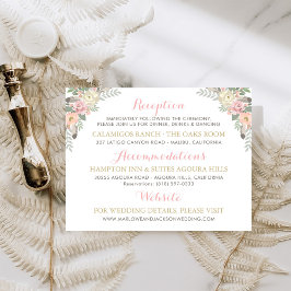 Blush Pink Gold Floral Boho Hochzeitsinformationen Begleitkarte