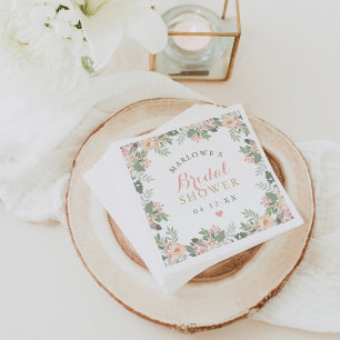 Blush Pink Gold Floral Boho Wedding Brautparty Serviette