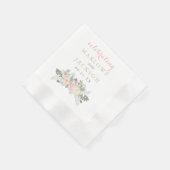 Blush Pink Gold Floral Boho Wedding Monogram Serviette (Ecke)