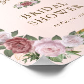 Blush Pink Gold Floral Brautparty Begrüßungszeiche Poster (Ecke)