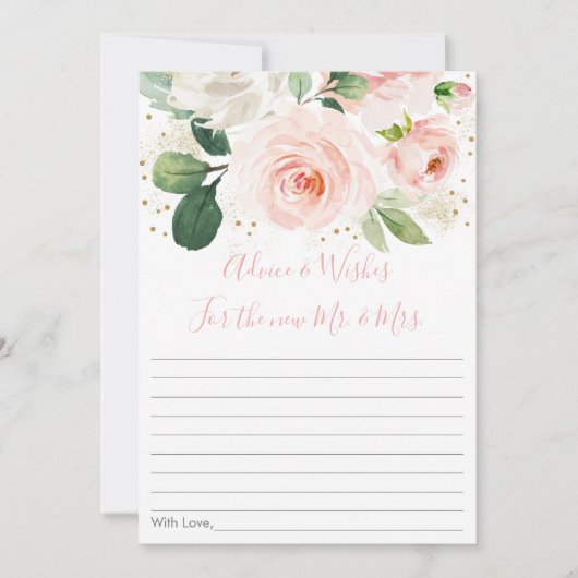 Blush Pink Gold Floral Brautparty Ratgeber Karten (Vorderseite)