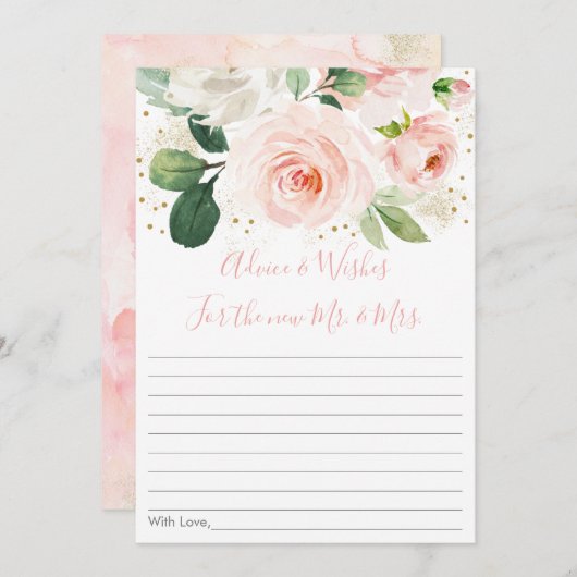 Blush Pink Gold Floral Brautparty Ratgeber Karten (Vorne/Hinten)