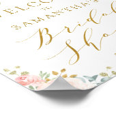Blush Pink Gold Floral Brautparty Willkommen Poster (Ecke)