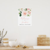 Blush Pink Gold Floral Brautparty Willkommen Poster (Küche)