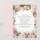 Blush Pink Gold Floral Couple's Brautparty Einladung (Vorne/Hinten)