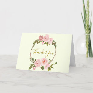 Blush Pink Gold Floral Danke Karte