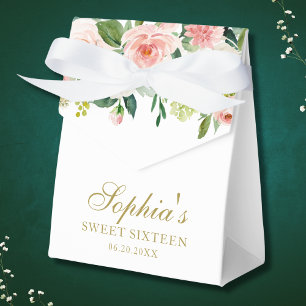 Blush Pink Gold Floral Elegant Baby Sweet 16 Gefal Geschenkschachtel