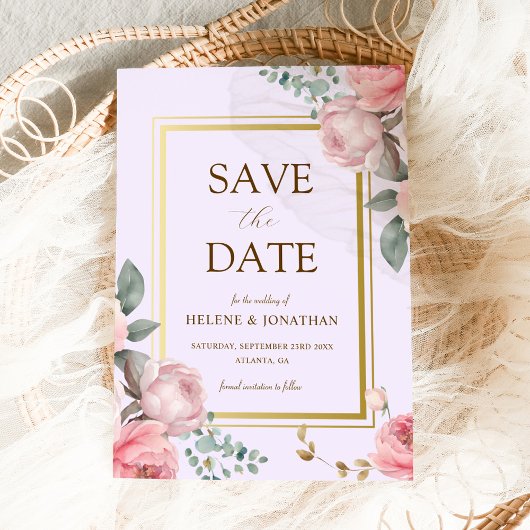 Blush Pink Gold Floral Elegante Hochzeit Save The Date