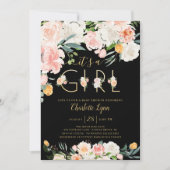 Blush Pink Gold Floral Es ist eine Girl Baby Dusch Einladung (Vorderseite)