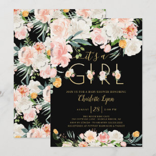 Blush Pink Gold Floral Es ist eine Girl Baby Dusch Einladung