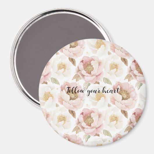 Blush Pink Gold Floral Magnet (Vorderseite/Rückseite)