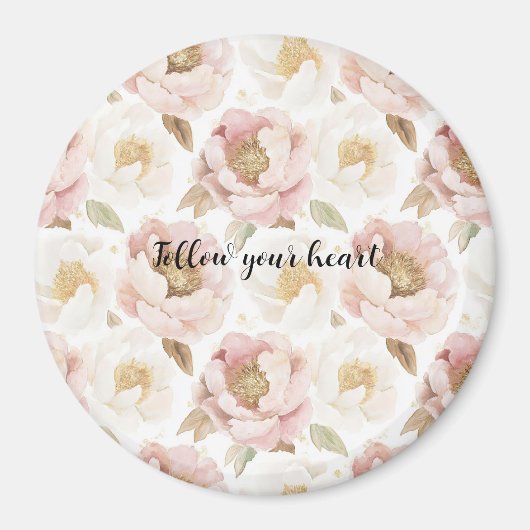 Blush Pink Gold Floral Magnet (Vorne)