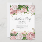 Blush Pink Gold Floral Muttertag Brunch Einladung (Vorderseite)